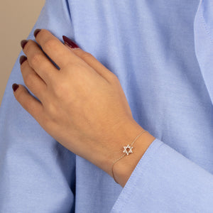  Diamond Baguette Star Of David Bracelet 14K - Adina Eden's Jewels