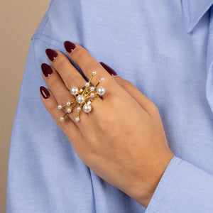  Multi Size Pearl Statement Ring - Adina Eden's Jewels