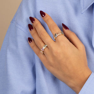  Pastel Double Row Baguette Band Ring - Adina Eden's Jewels
