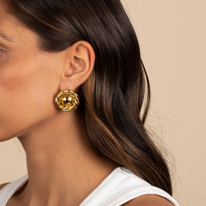  Solid Twisted Ball On The Ear Stud Earring - Adina Eden's Jewels