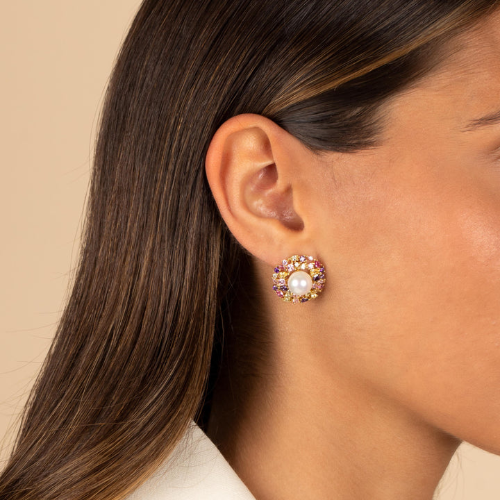  Pastel X Pearl On The Ear Stud Earring - Adina Eden's Jewels