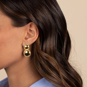  Double Drop Accented Disc Stud Earring - Adina Eden's Jewels