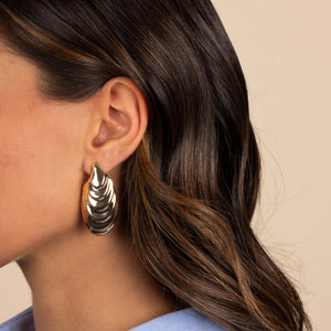  Solid Shell Ridged Drop Stud Earring - Adina Eden's Jewels