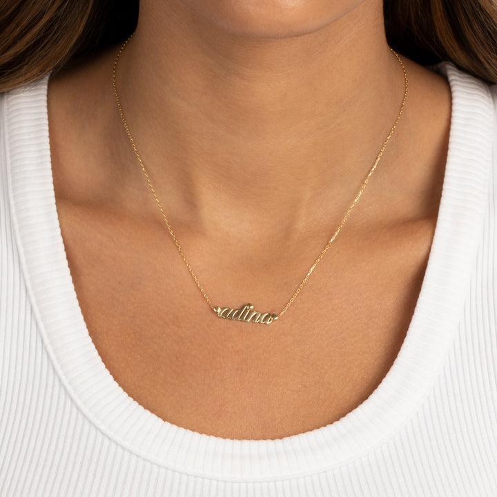  Solid Heart Accented Nameplate Necklace - Adina Eden's Jewels