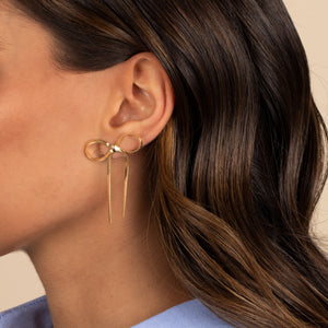  Herringbone Bow Tie Drop Stud Earring - Adina Eden's Jewels
