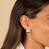  Pave Accented Four Leaf Flower Stud Earring - Adina Eden's Jewels