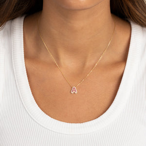  Pave Colored Bubble Initial Necklace - Adina Eden's Jewels