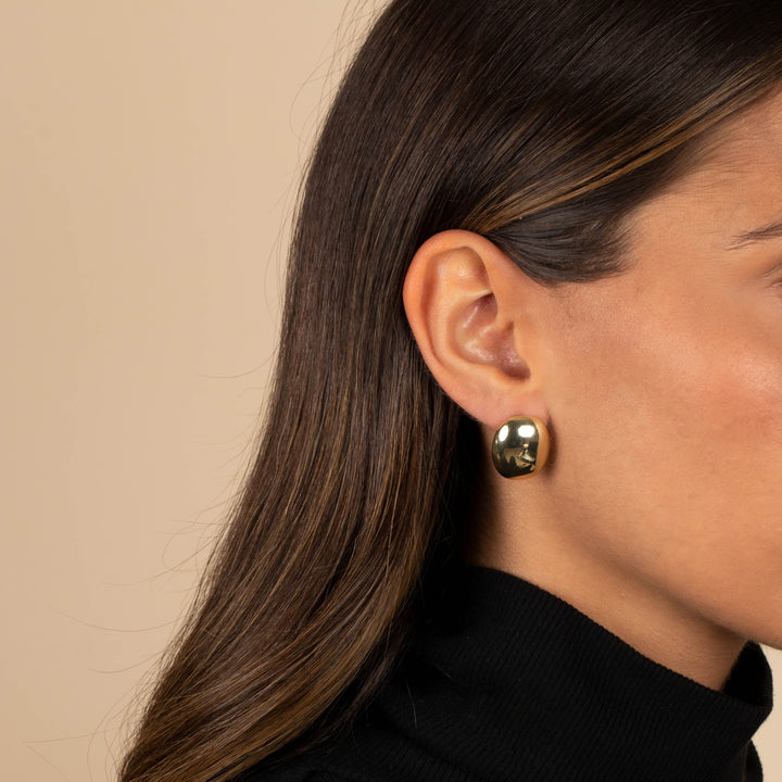  Solid Oval Pebble Stud Earring - Adina Eden's Jewels