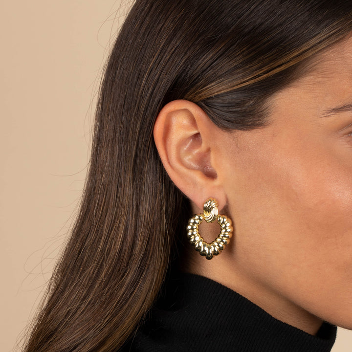  Solid Rope Oval Drop Stud Earring - Adina Eden's Jewels