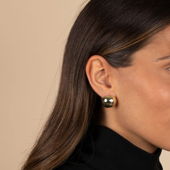  Solid Rounded Pebble Stud Earring - Adina Eden's Jewels