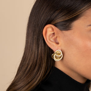  Solid/Pave Intertwined Circle Stud Earring - Adina Eden's Jewels