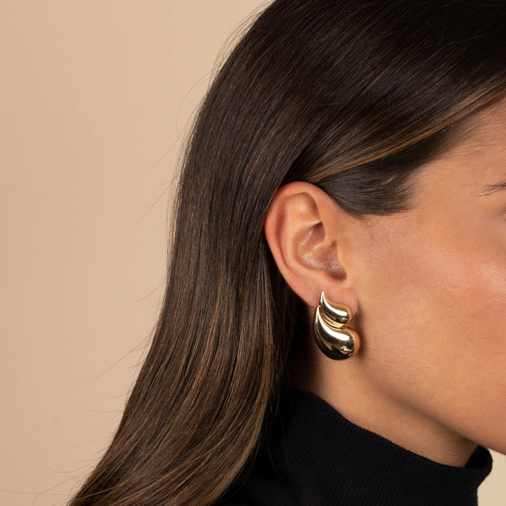  Solid Double Graduated Teardrop Stud Earring - Adina Eden's Jewels