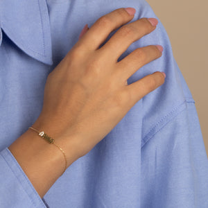  Pave Accented Flat Bubble Letter Nameplate Bracelet - Adina Eden's Jewels