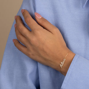  Pave Script Nameplate Bracelet - Adina Eden's Jewels
