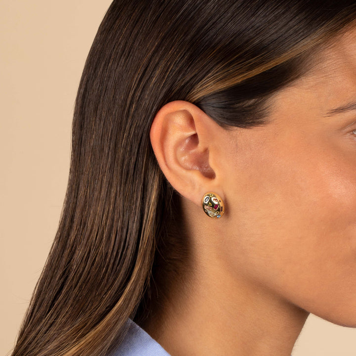  Colored Scattered Multi Shape Pebble Stud Earring - Adina Eden's Jewels