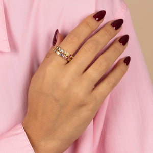  Multi Color Solitaire Bezel Eternity Band Ring - Adina Eden's Jewels