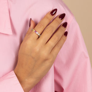  Multi Color Solitaire Eternity Band Ring - Adina Eden's Jewels