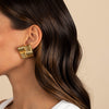  Large Square Ridged On The Ear Stud Earring - Adina Eden's Jewels