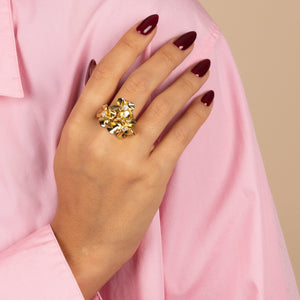  CZ Multi Flower Fancy Ring - Adina Eden's Jewels