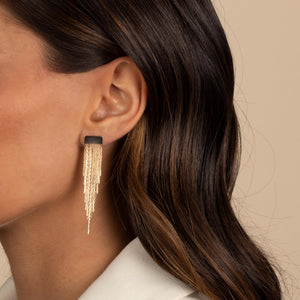  Solid Dangling Fringe Chandelier Stud Earirng - Adina Eden's Jewels