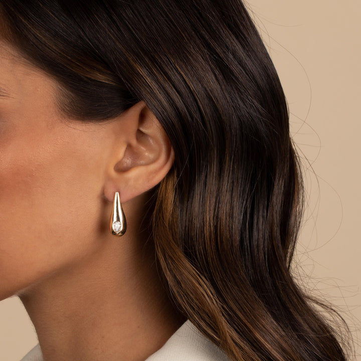  CZ Elongated Teardrop Stud Earring - Adina Eden's Jewels