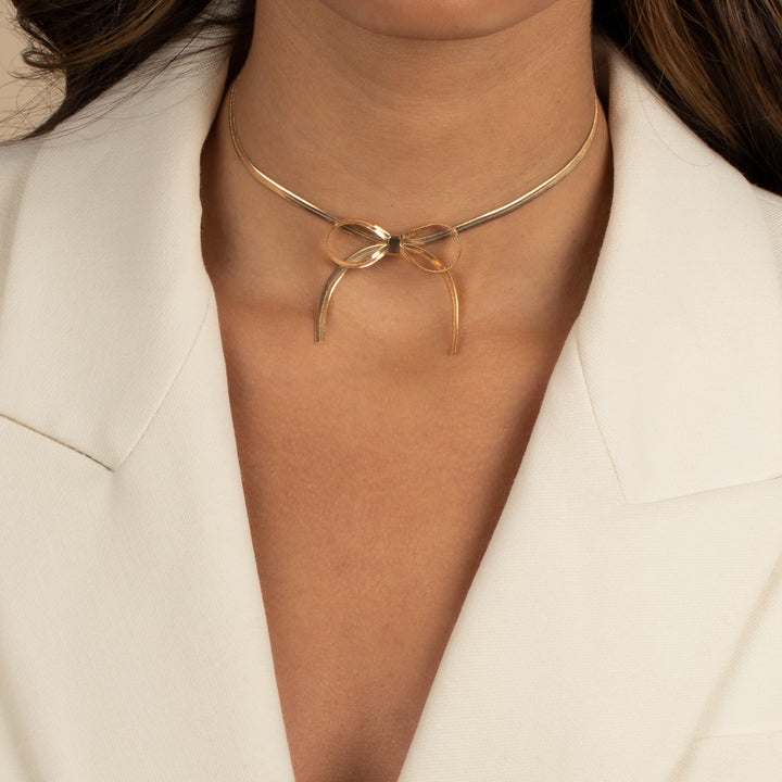 Herringbone Bow Tie Choker Necklace - Adina Eden's Jewels
