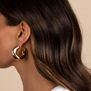  Solid Wide Hollow Curved Hoop Earring - Adina Eden's Jewels