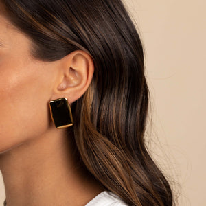  Solid Large Rectangle Button Stud Earring - Adina Eden's Jewels