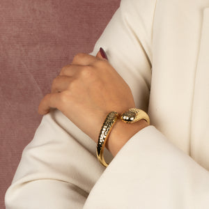  Intented Puffy Open Claw Bracelet - Adina Eden's Jewels