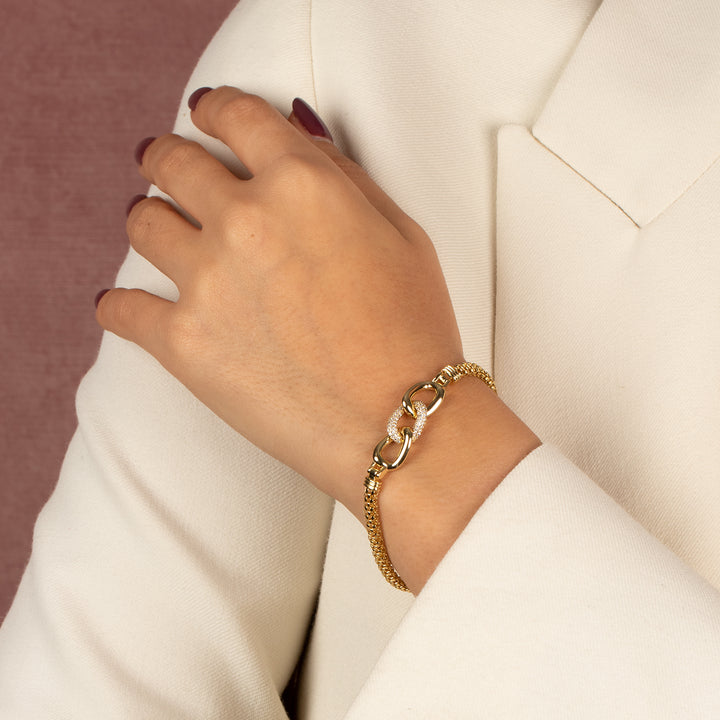  CZ Pave Accented Link Chain Bracelet - Adina Eden's Jewels