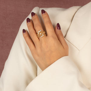  CZ Multi Row Open Beaded Ring - Adina Eden's Jewels