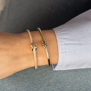 Pave Love Knot Cuff Bangle Bracelet