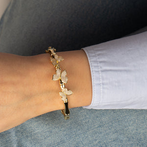 Butterfly CZ Station Bangle Bracelet