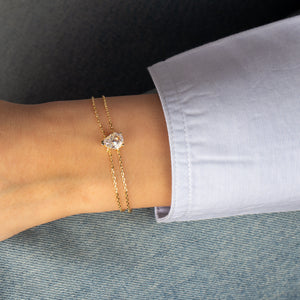 CZ Solitaire Double Cable Chain Bracelet