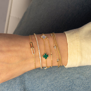 Mini Beaded Chain X CZ Station Bracelet