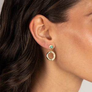 Turquoise CZ Open Circle Drop Earring