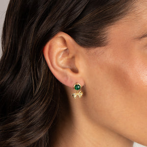 Malachite Bow Drop Stud Earring