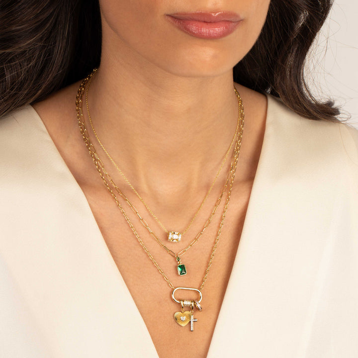 Heart & Cross Multi-Charm CZ Lock Necklace – Adina Eden