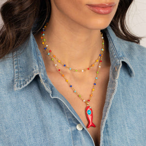 Turquoise/Colored Enamel Fish Charm - Adina Eden's Jewels