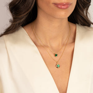 Emerald Green Curved Bezel Pendant Necklace - Adina Eden's Jewels