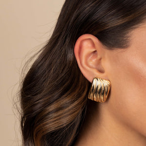 Puffy Ridged On The Ear Stud Earring - Adina Eden's Jewels