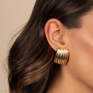  Puffy Ridged On The Ear Stud Earring - Adina Eden's Jewels