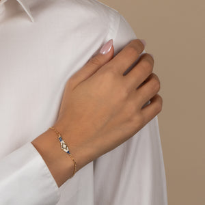  Pave CZ X Sapphire Blue Map Of Israel Bracelet - Adina Eden's Jewels