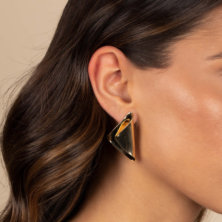  Solid Folded Triangle On The Ear Stud Earring - Adina Eden's Jewels