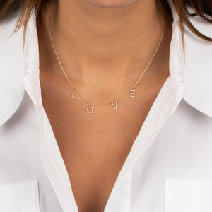  Diamond Pave Dangling Love Necklace 14K - Adina Eden's Jewels