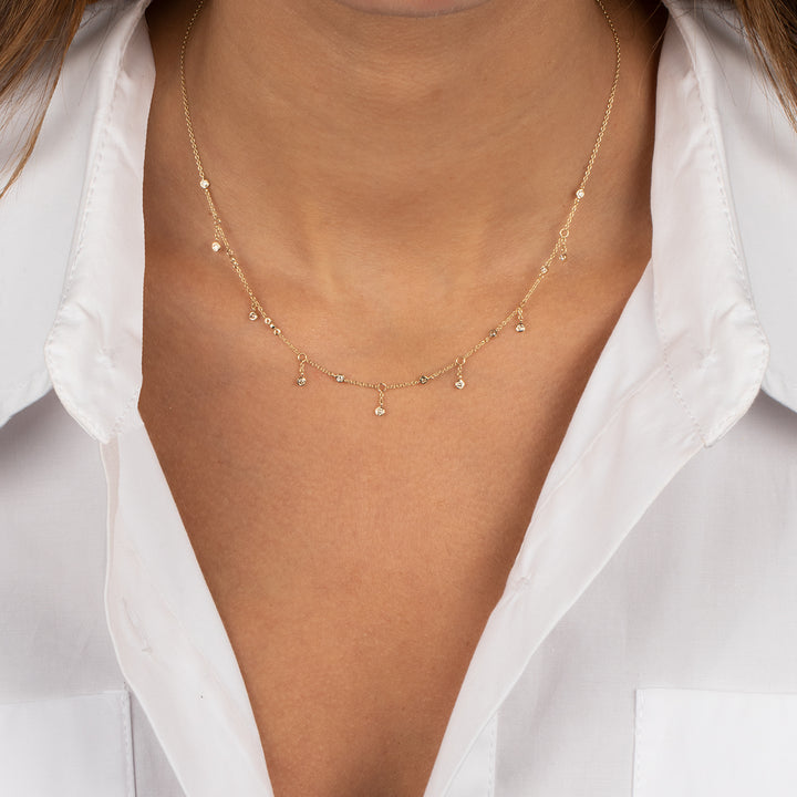  Diamond Bezel Shaker Necklace 14K - Adina Eden's Jewels