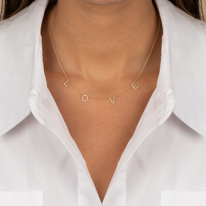  Diamond Pave Love Necklace 14K - Adina Eden's Jewels