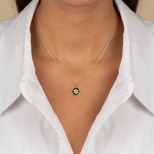  Diamond Pave Star Of David Disc Necklace 14K - Adina Eden's Jewels