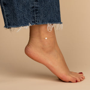  Solid Evil Eye Pendant Anklet 14K - Adina Eden's Jewels