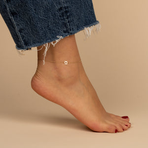  Solid Star Of David Pendant Anklet 14K - Adina Eden's Jewels